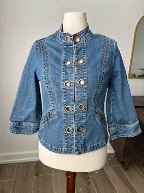 Live a Little Blue Denim Grommet Jacket